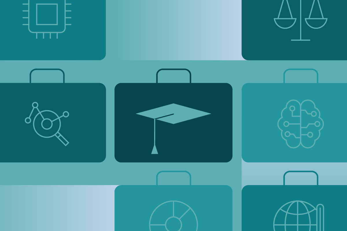 A decorative image of icons representing different career paths and areas of work at Morningstar.
