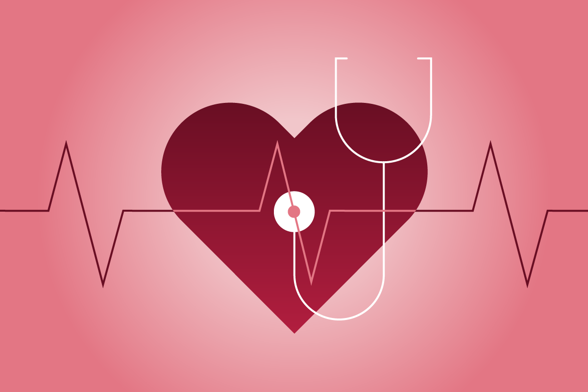 A decorative image of a heart and stethoscope for aesthetic purposes only.