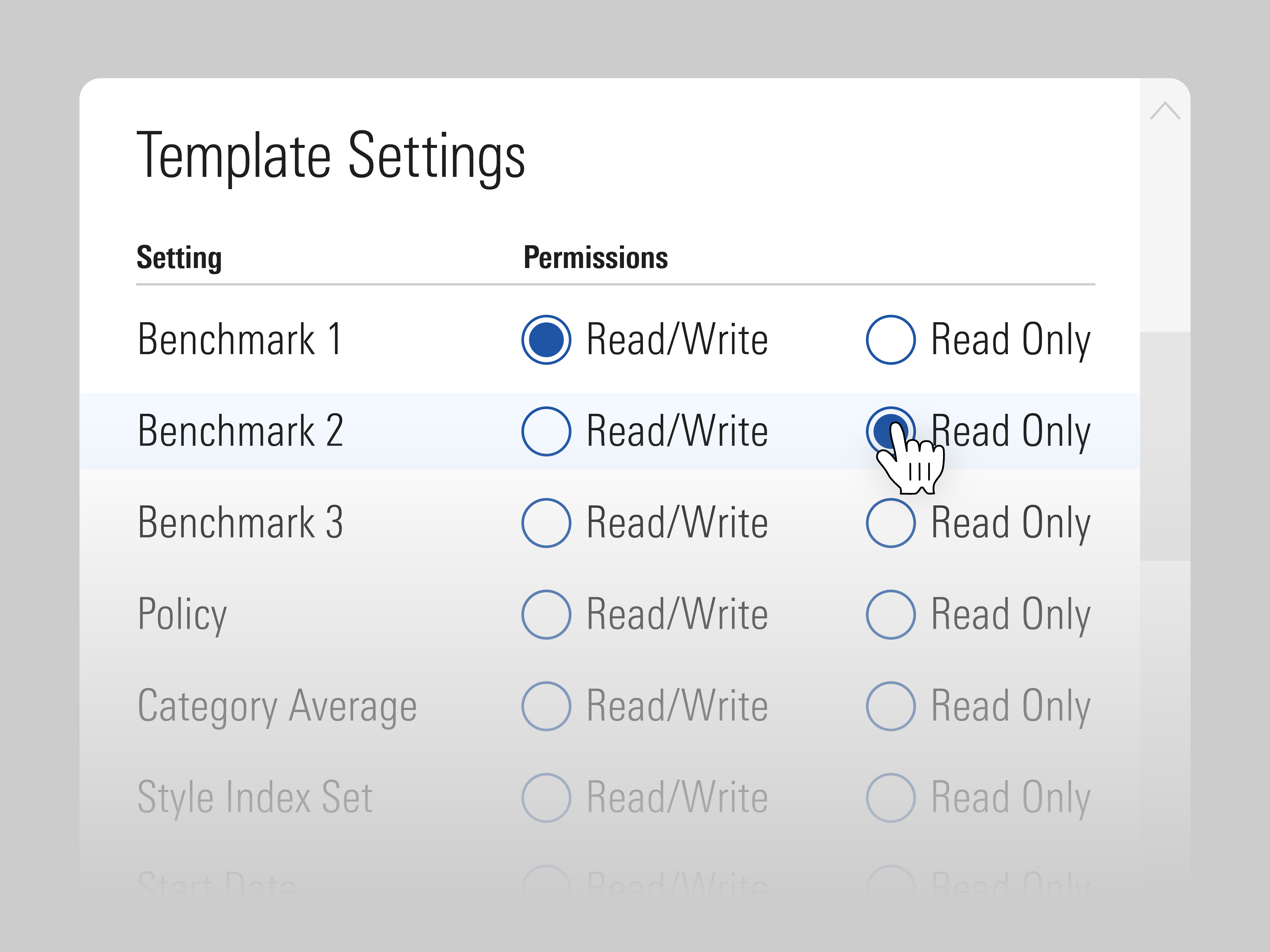 An illustration showing template setting options within Report Portal in Morningstar Direct.