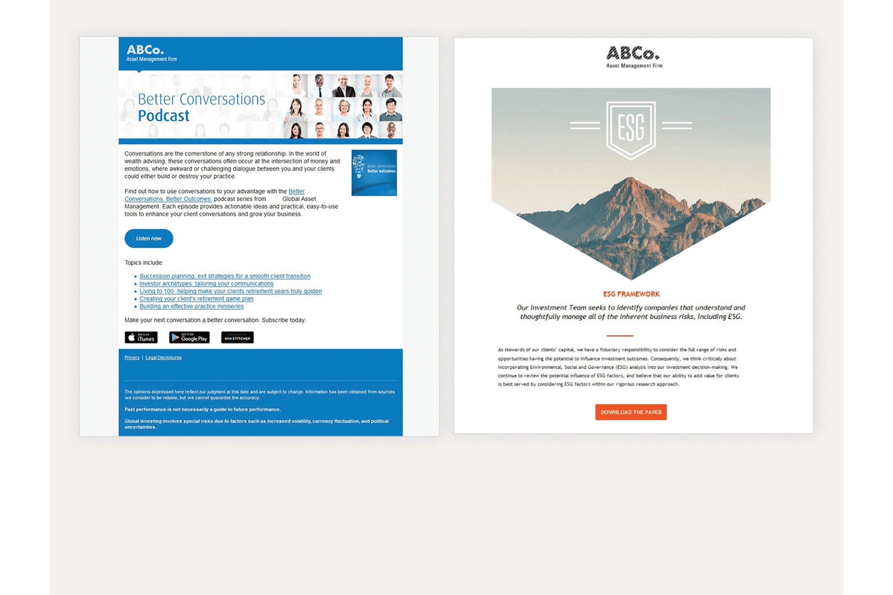 Branded email ad placements through Morningstar