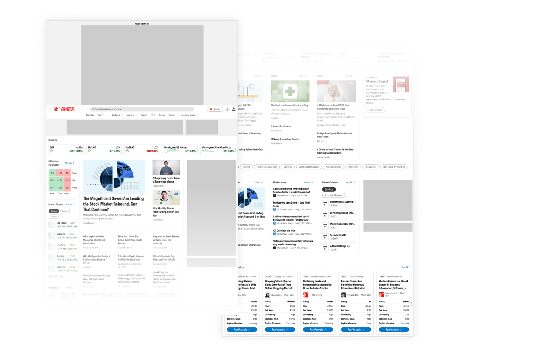 Ad placements for a morningstar.com homepage takeover.