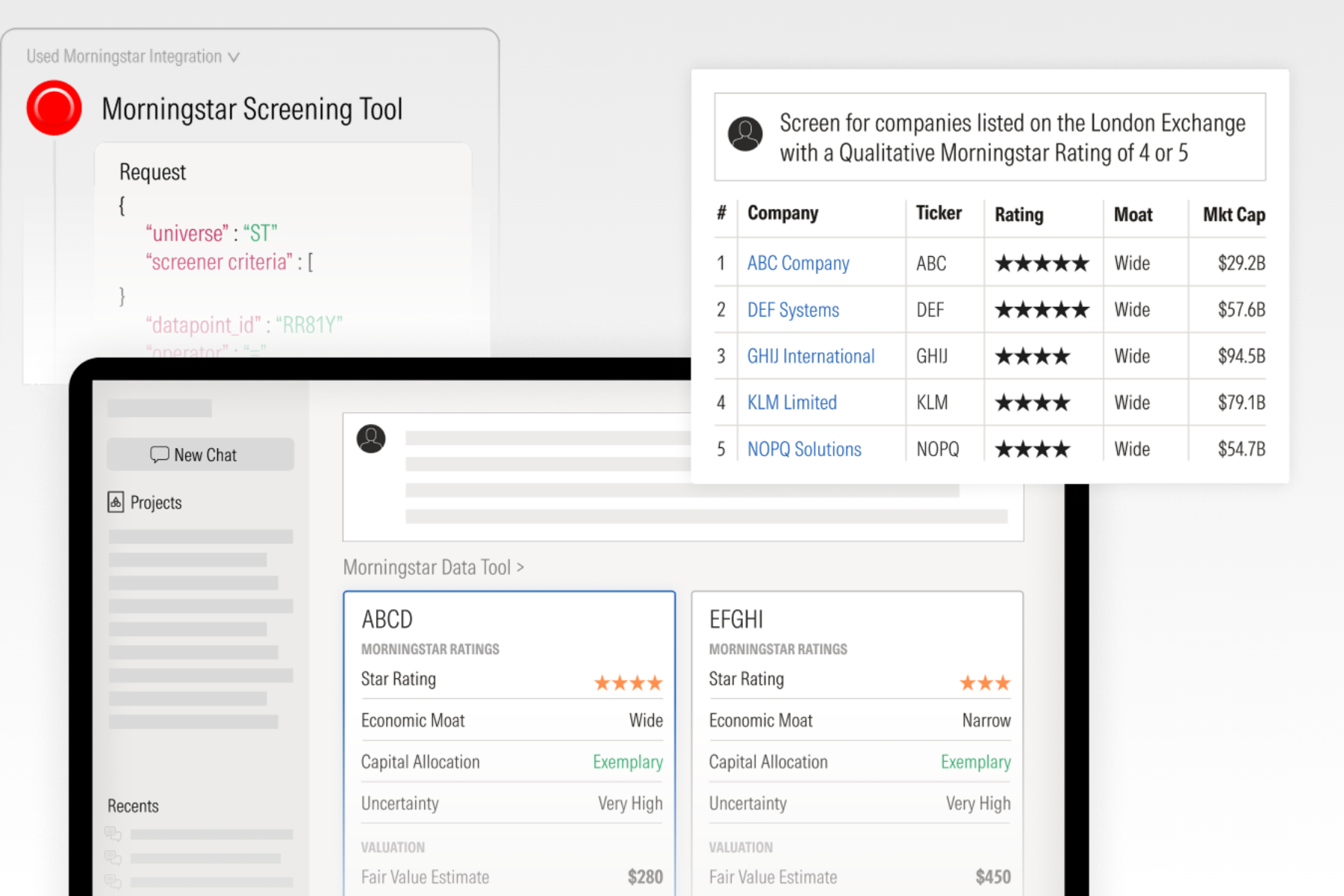 Use the Morningstar Agent to embed natural-language AI with direct access to analyst research and data, delivering portfolio insights without heavy integration.