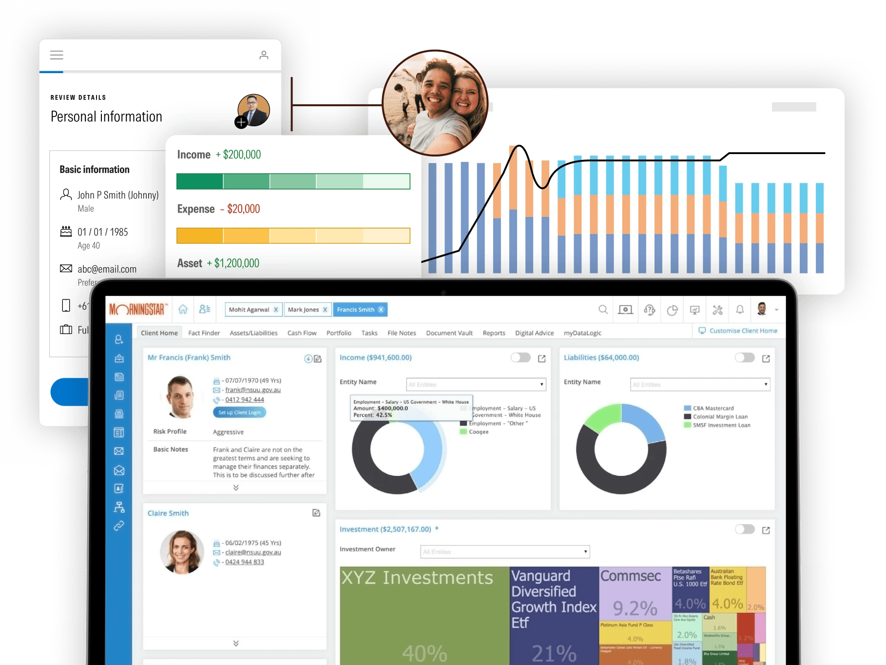 Modern, easy-to-use financial planning software built for growing Australian advice businesses to streamline their end-to-end advice process and deliver high-quality advice faster, all in one platform.