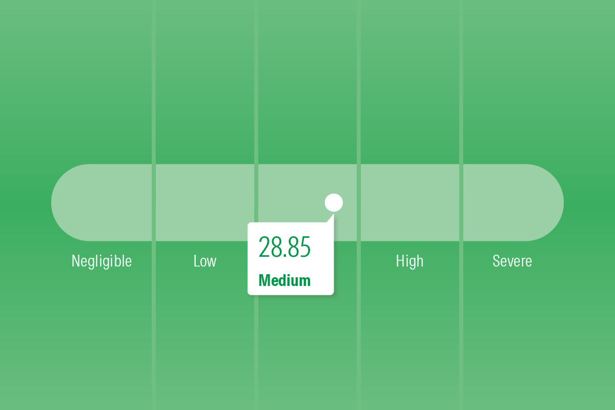 An illustration of a scale representing Morningstar Sustainalytics ESG Risk Rating.