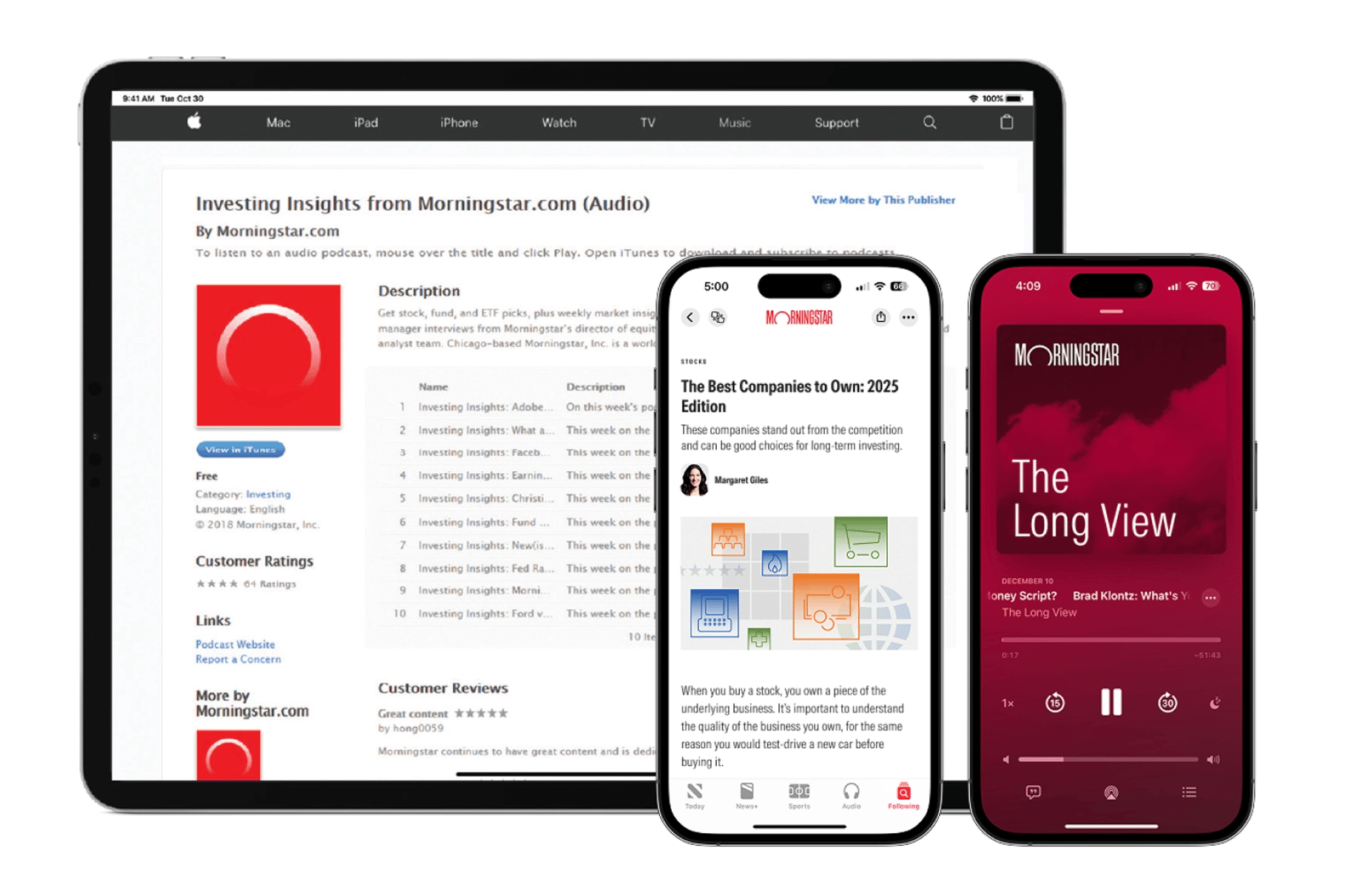 Example ad placements on Morningstar's The Long View and Investing Insights podcasts