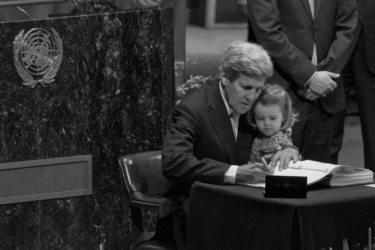 John Kerry signing the Paris Agreement